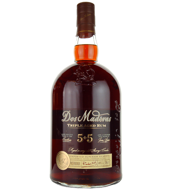 Dos Maderas PX 5+5 Years Old Aged Rum, 3 Liter, 40 % Vol., Guyana, Der beliebte Dos Maderas PX 5+5 Jahre in der attraktiven 3 Liter Flasche. Eine tolle Geschenkidee fr jeden Rumliebhaber.  Distillerie: Unbekannt Tropical Aging: 5 Jahre in amerikanischen Eiche Fssern Continental Aging: 3 Jahre in Palo Cortado Sherry Fsser Finish: 2 Jahre in 'Don Guido' Pedro Ximnez-Sherry Fsser Farbstoff: Zuckerkulr Zuckergehalt: 36 g/L:   