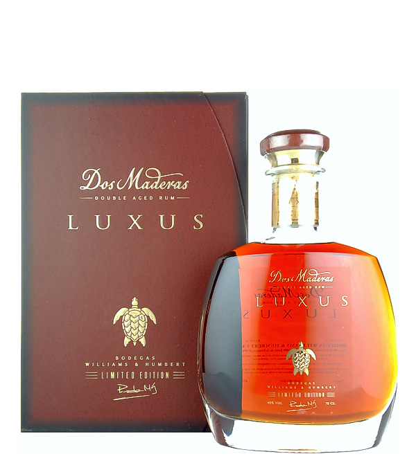 Dos Maderas LUXUS Double Aged Rum Limited Edition, 70 cl, 40 % Vol., Guyana, Der Rum lagert fr 10 Jahre in der Karibik, danach reift er fr fnf weitere Jahre im Solera-Verfahren in Spanien. Die Fsser, die in Spanien verwendet werden, wurden zuvor als Lagerort fr den Don Guido Sherry verwendet.  Den Rum geniesst man am besten pur und bei Zimmertemperatur.  Distillerie: Unbekannt Tropical Aging: 10 Jahre in amerikanischen Eiche Fssern Continental Aging: 5 Jahre in Don Guido Sherry Fssern Farbstoff: Zuckerkulr Zuckergehalt: 36 g/L: 